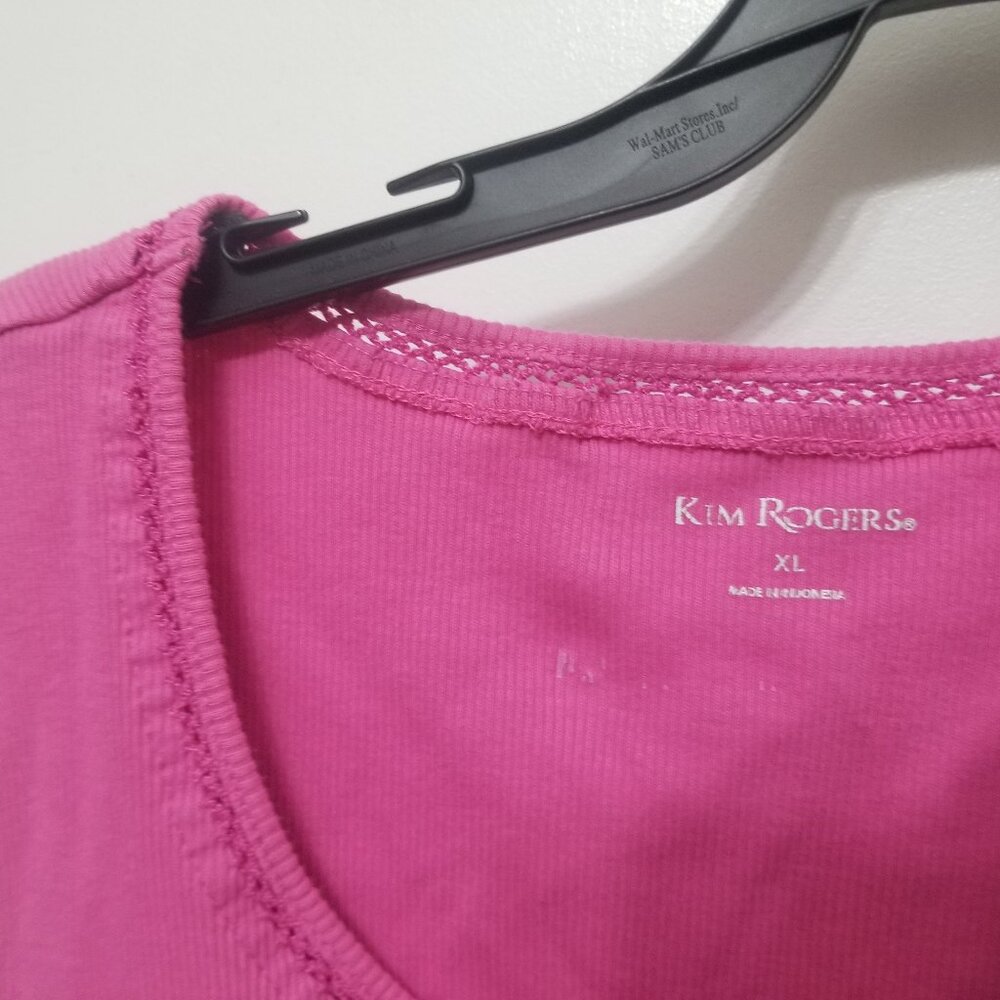 lacy-collared pink cotton Kim Rogers tank top - Picture 3 of 4